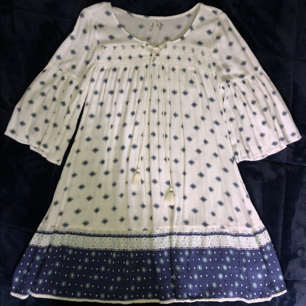 Mudd White and Blue Peasant Dress